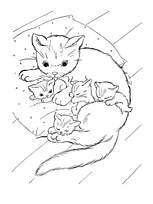 coloriage maman chat et ses chatons